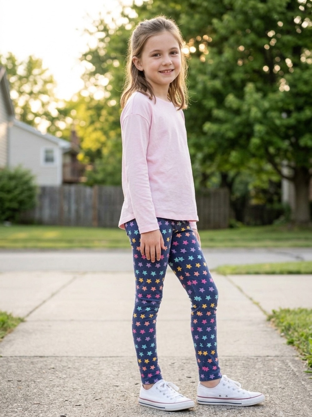 The Children's Place Navy Star Leggings with Multi-Color Stars